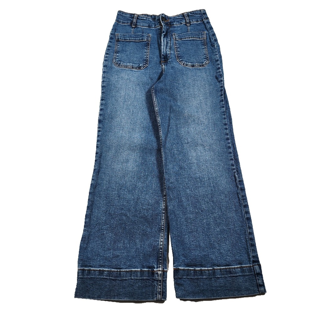 Bagatelle Jeans Womens 26 High Rise Wide Leg Crop Baggy Patch Pockets Y2K